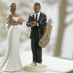 Golfing Groom Wedding Cake Topper Caucasian Groom