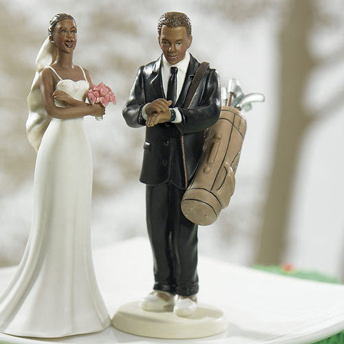 Golfing Groom Wedding Cake Topper Ethnic Groom