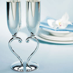 Interlocking Heart Stem Wedding Champagne Flutes