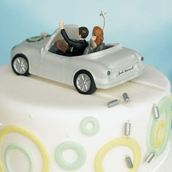 Honeymoon Bound Couple in Car Wedding Cake Topper