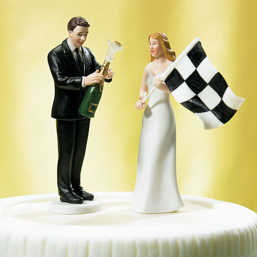 Bride at Finish Line with Victorious Groom Figurine Bride 