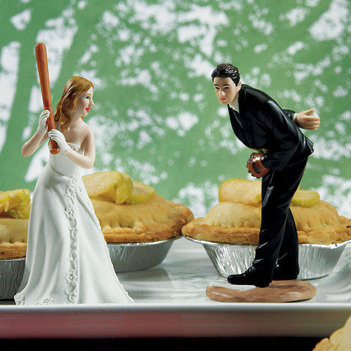 Baseball Wedding Cake Topper - Hit a Home Run Bride at Home Base Ready to 