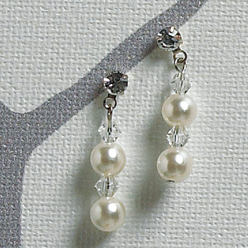 Illusion Set Pearls and Crystals Jewelry Earrings