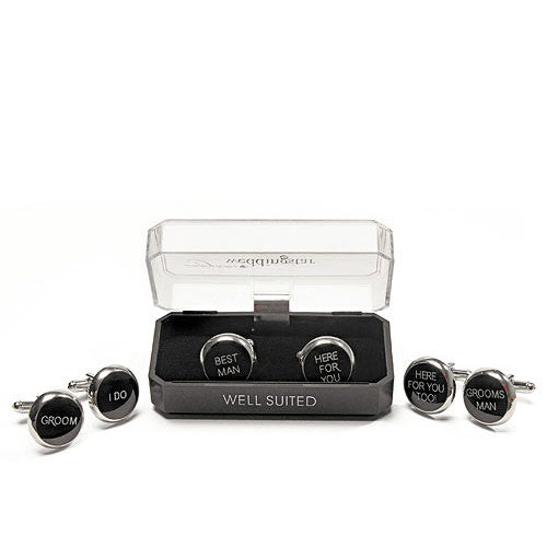 Wedding Novelty Cufflinks - One Pair Printed Set 