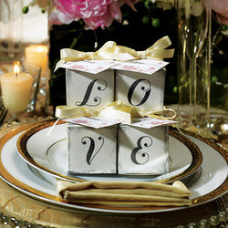 LOVE Cube Favor Boxes with Charming Aged Print