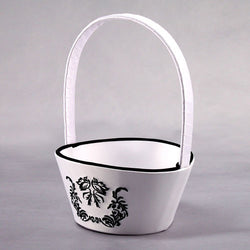 Love Bird Damask in Classic Black and White Flower Girl Basket